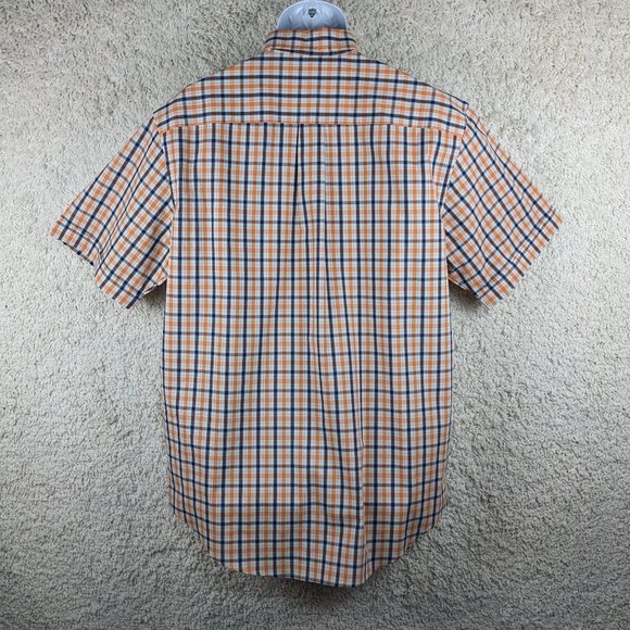 Arrow* Men's Short Sleeve Button Down Curved Hem Double Pocket Shirt~ Size Large - Picture 2 of 13